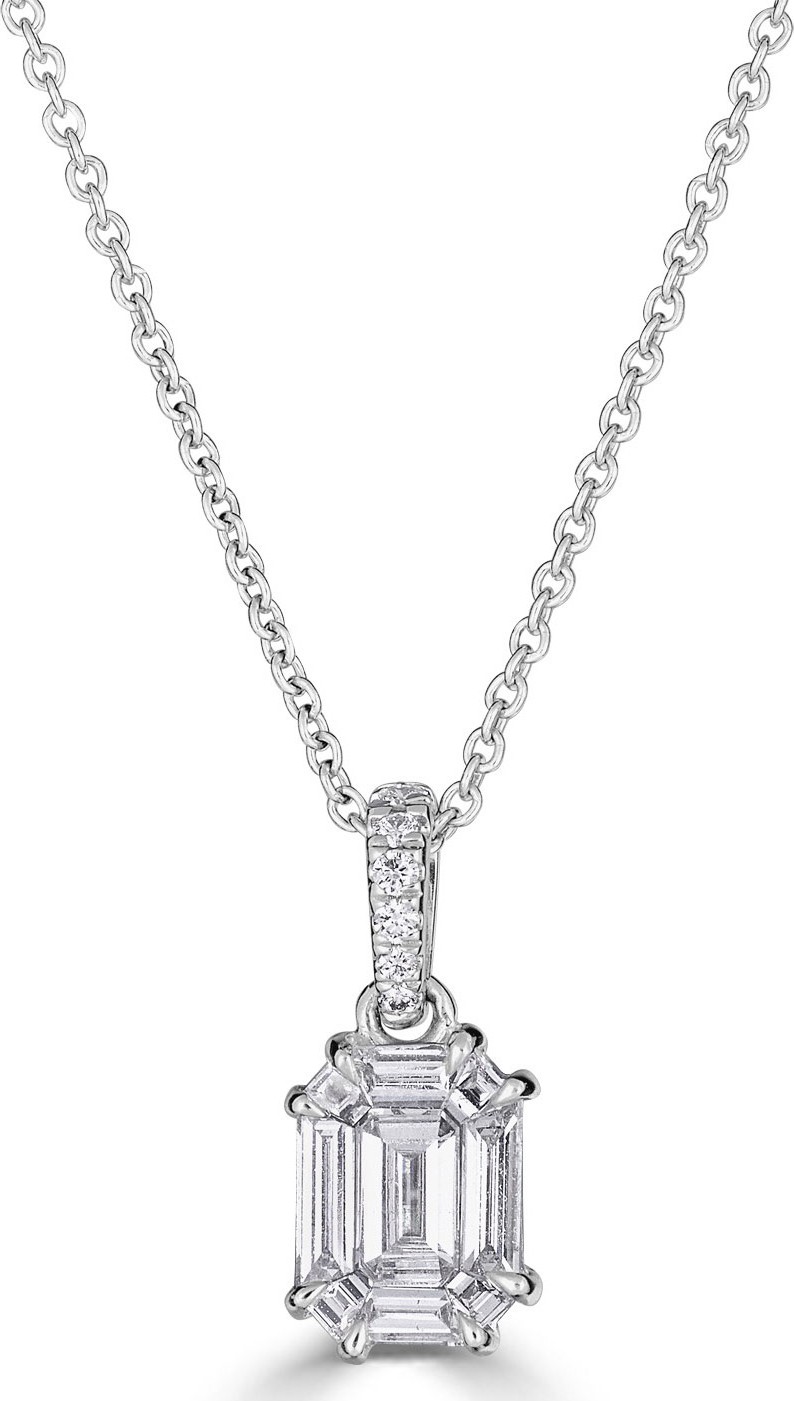 ZYDO Mosaic 18k White Gold Diamond Pendant Necklace, 0.85tcw