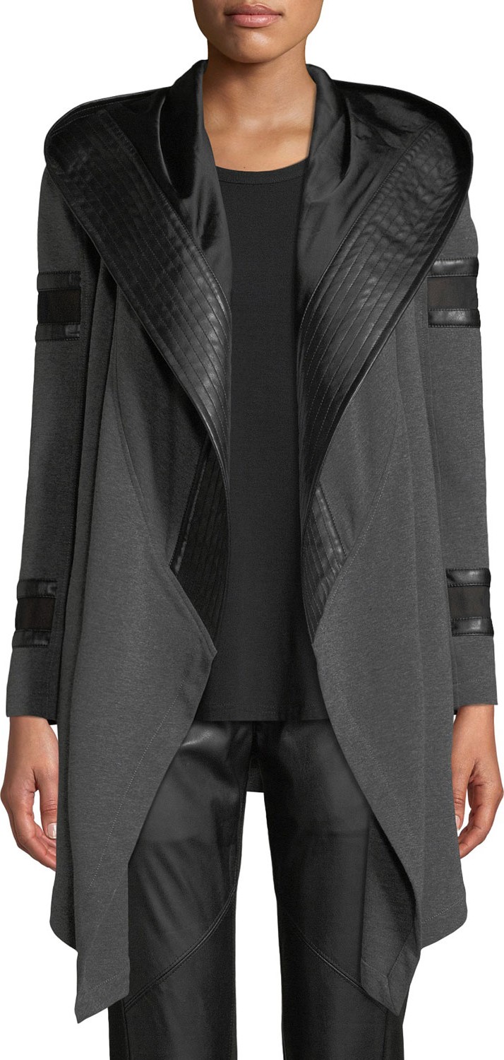 Blanc Noir Wanderlust Open-Front French Terry Combo Hoodie Blanc Noir Wanderlust Open-Front French Terry Combo Hoodie