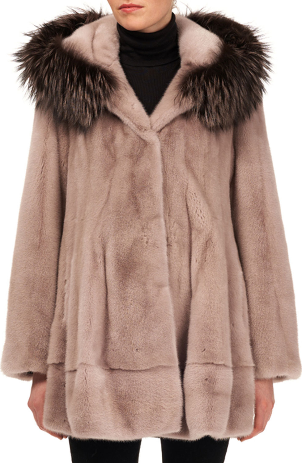 Gorski Mink Fur Jacket w/ Fox-Fur Hood
