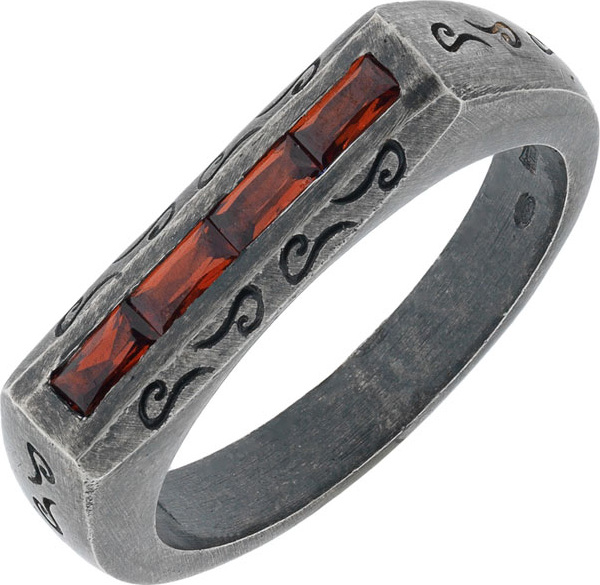 Marco Dal Maso Men's Ara Baguette Garnet Band Ring, Size 10