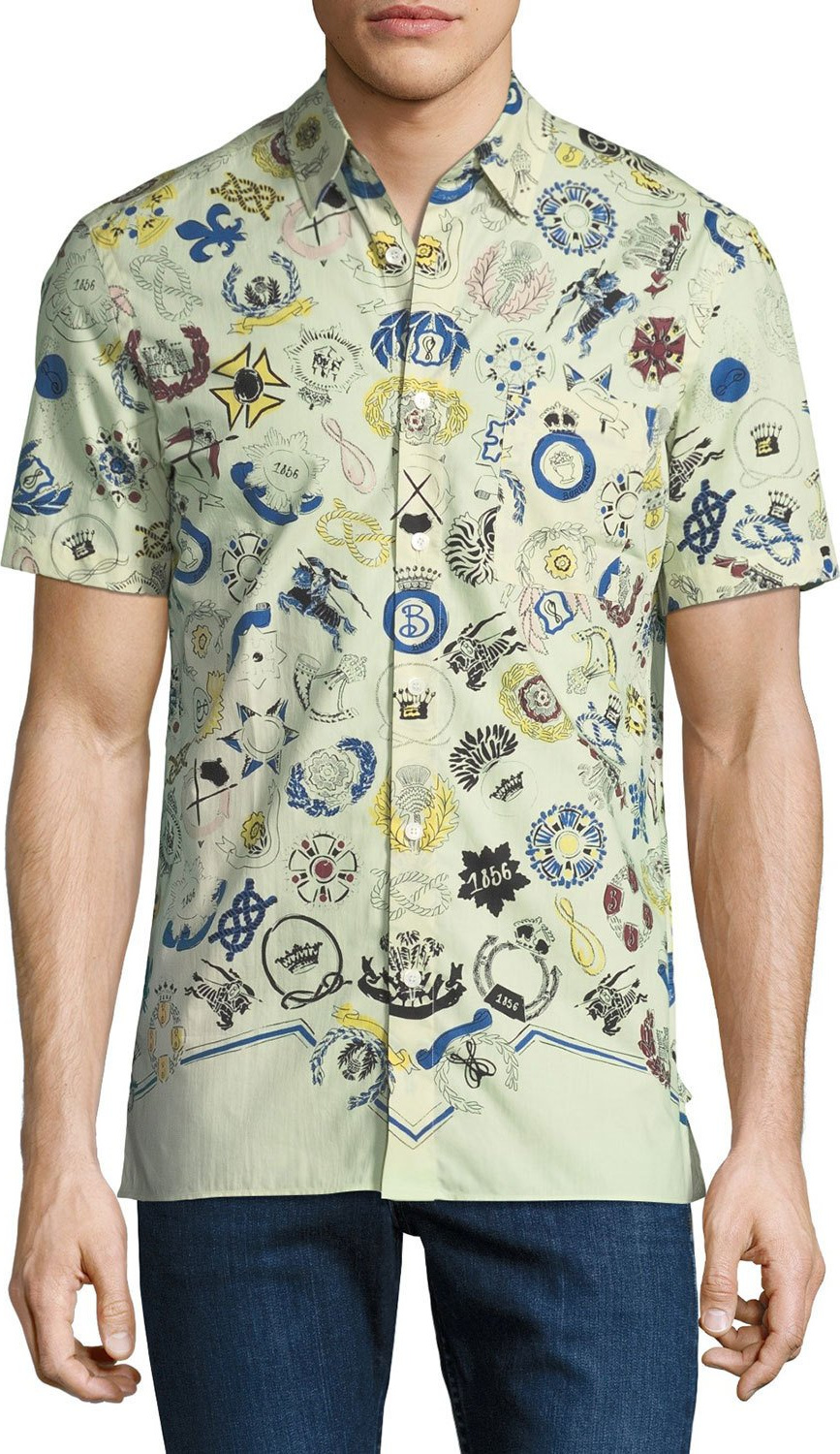 Burberry London England Men's Bynes Royal Warrant Short-Sleeve Sport Shirt