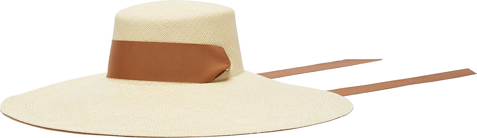 Sensi Studio Cordovez extra long brim ribbon embellished toquilla straw hat