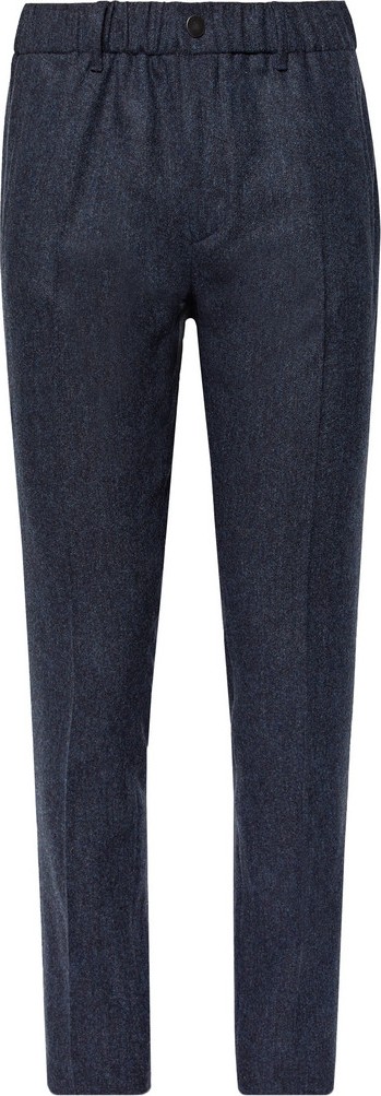 Incotex Navy Slim-Fit Mélange Stretch Virgin Wool and Cashmere-Blend Trousers