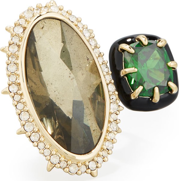Alexis Bittar Pyrite & Emerald Cubic Zirconia Cocktail Ring