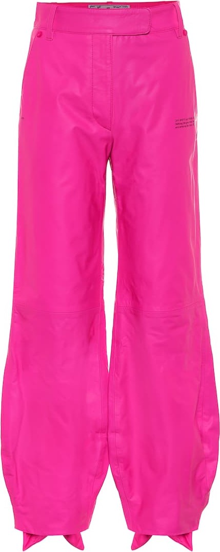 Off White Bow cuff leather pants