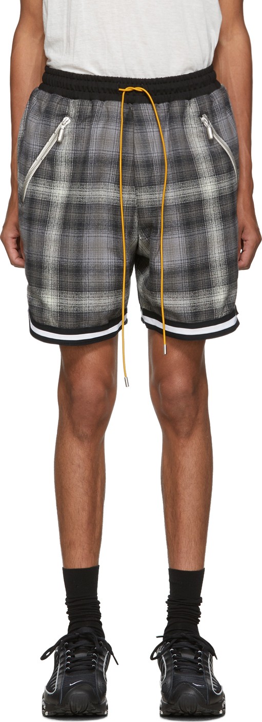 RHUDE Grey & Black Plaid Shorts