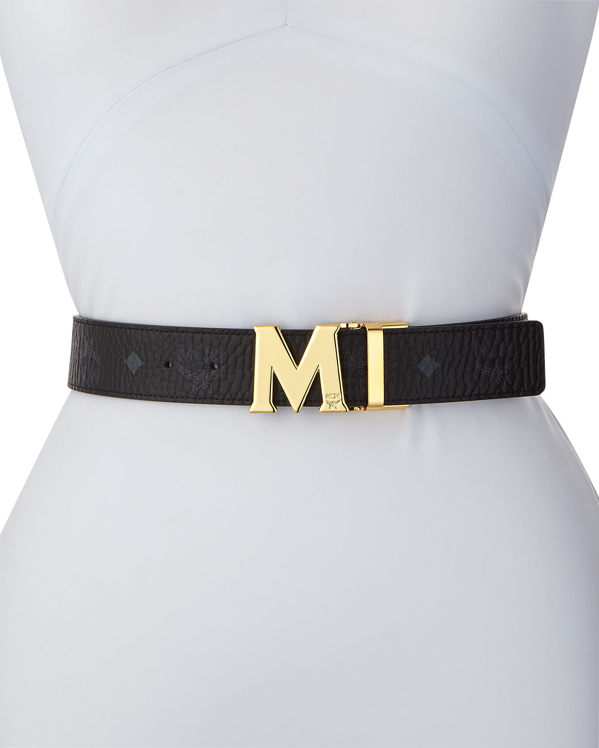 MCM Reversible M-Buckle Belt - Golden Buckle
