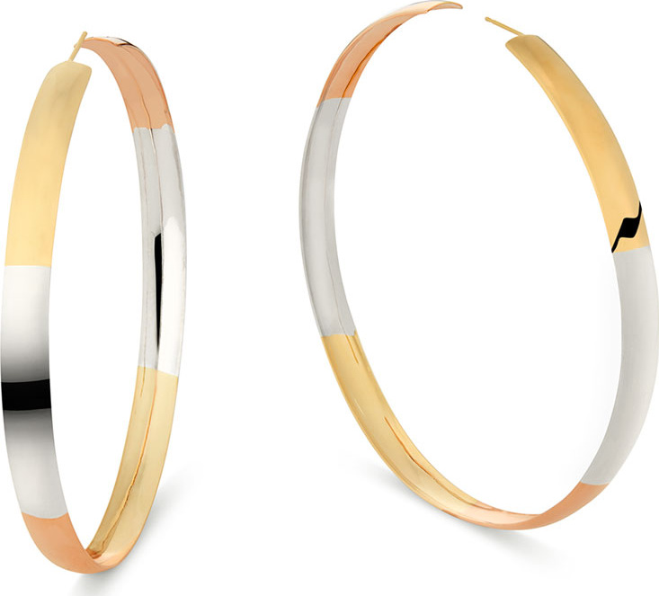 Lana 14k Tricolor Bubble Hoop Earrings, 80mm