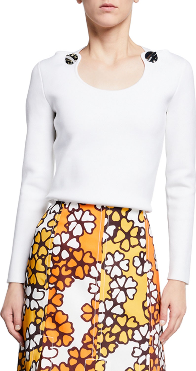 3.1 Phillip Lim Embellished Jersey Pullover Sweater w/ Halter Ties