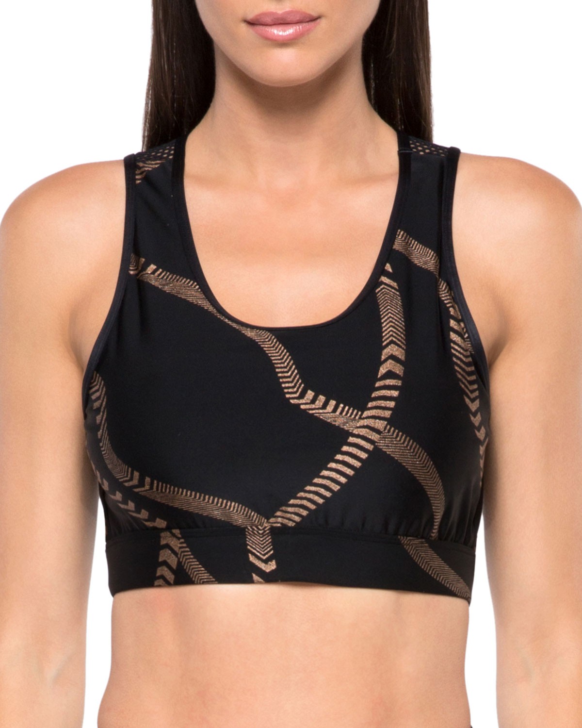 KORAL Stamina Printed Mesh Open-Back Sports Bra