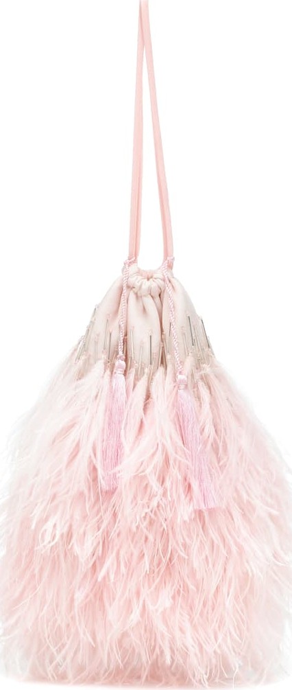 Attico Feather-trimmed embellished pouch