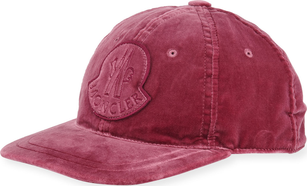 Moncler Velvet Baseball Cap w/ Logo Patch