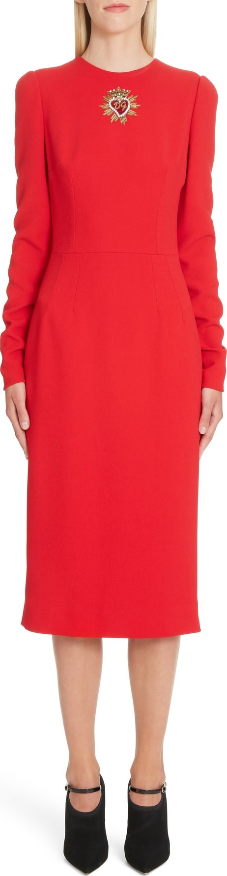 Dolce & Gabbana Sacred Heart Patch Cady Pencil Dress