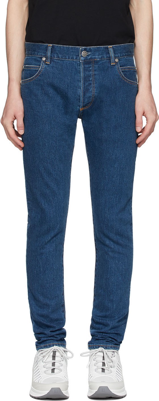 Balmain Blue Slim Embossed Logo Jeans Balmain Blue Slim Embossed Logo Jeans
