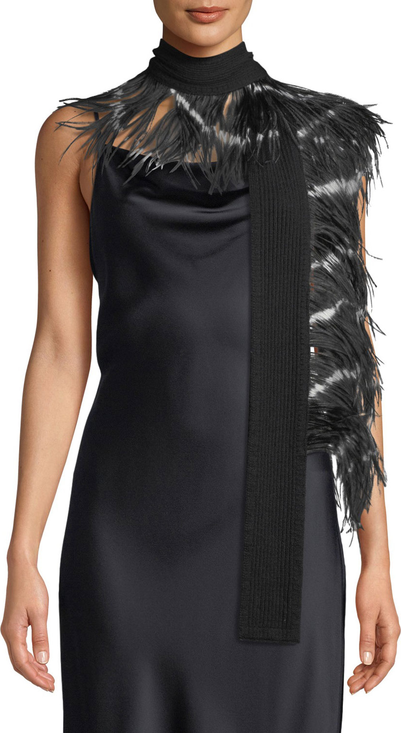Dries Van Noten Feather & Cashmere Scarf