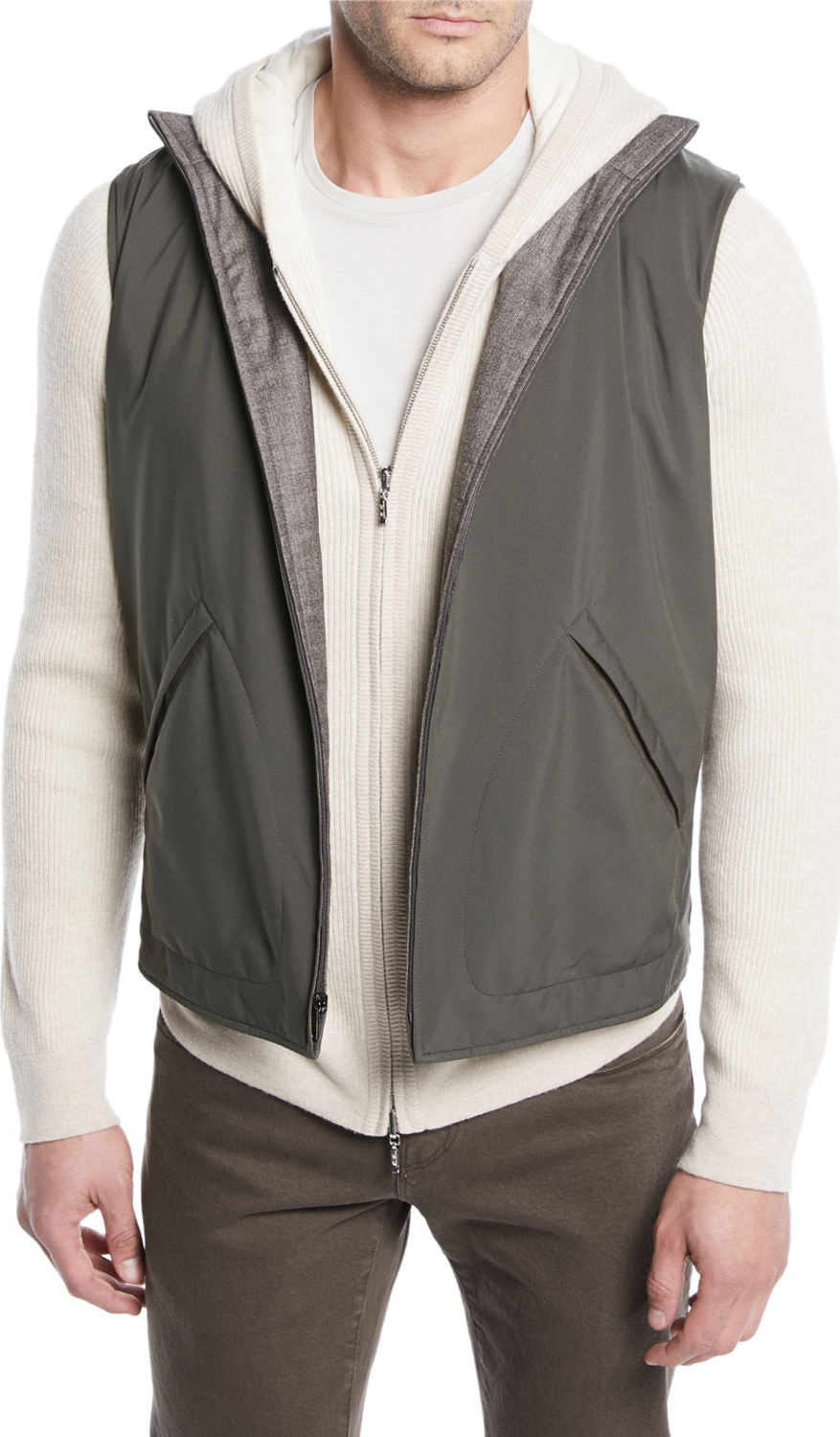 Loro Piana Men's Marlin Reversible Zip-Front Vest