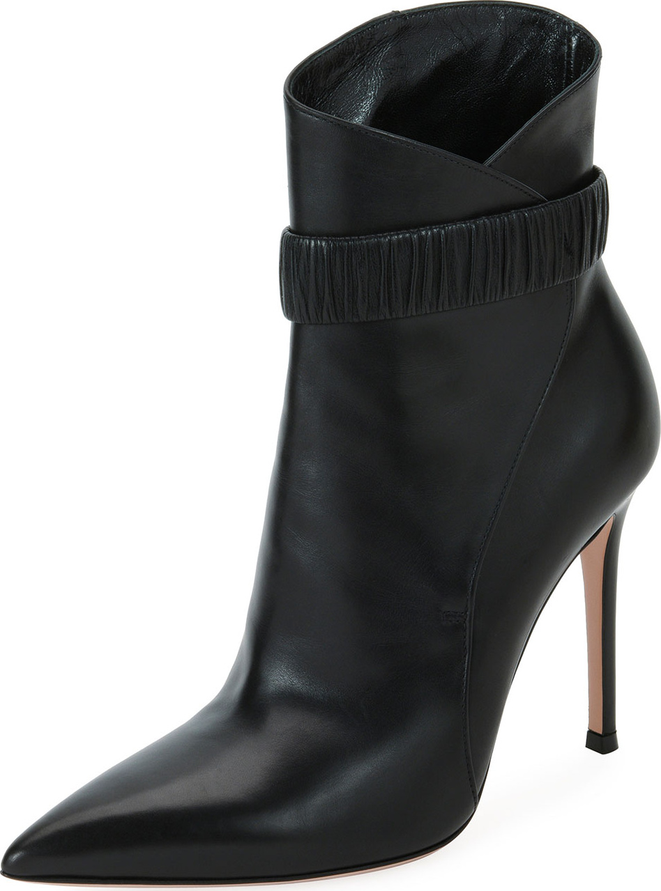 Gianvito Rossi Gathered Smooth Leather Bootie