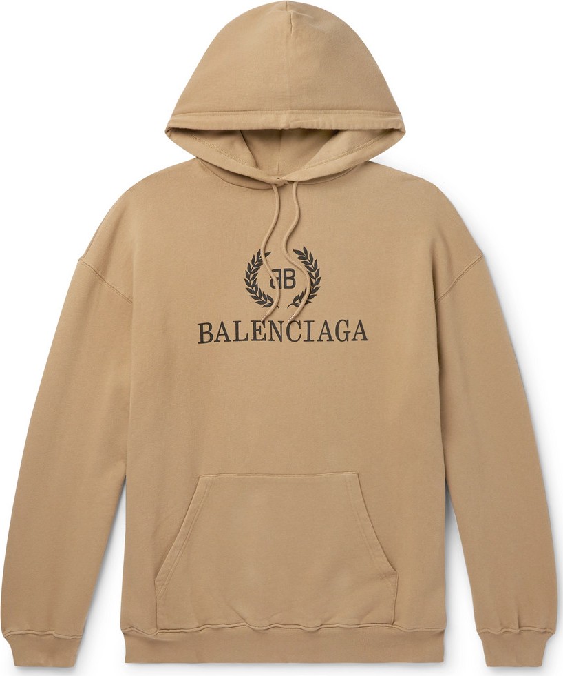 Balenciaga Oversized Logo-Print Loopback Cotton-Jersey Hoodie