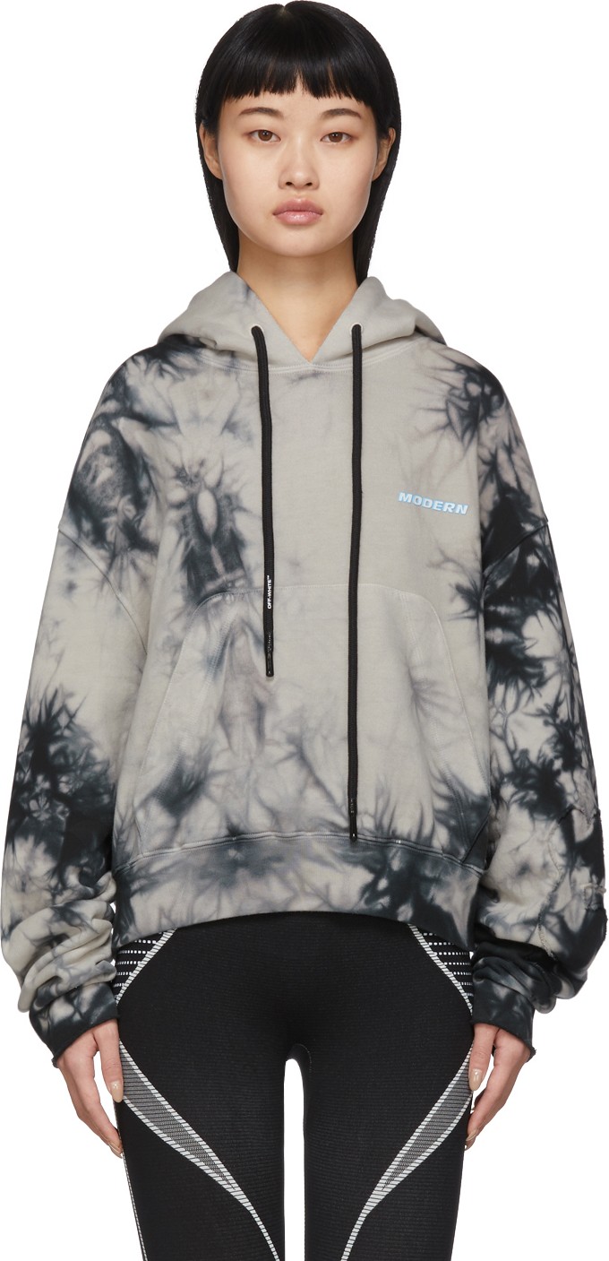 Off White Beige Tie-Dye Contour Hoodie