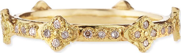 Armenta 18k Yellow Gold Stackable Ring with Diamond Crivelli Crosses