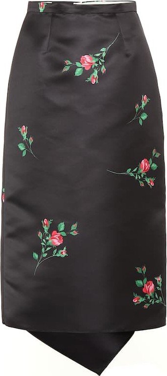 ROCHAS Floral satin midi skirt