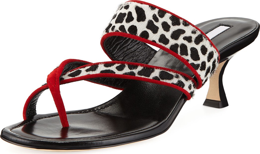 Manolo Blahnik Susa Fur Slide Sandals