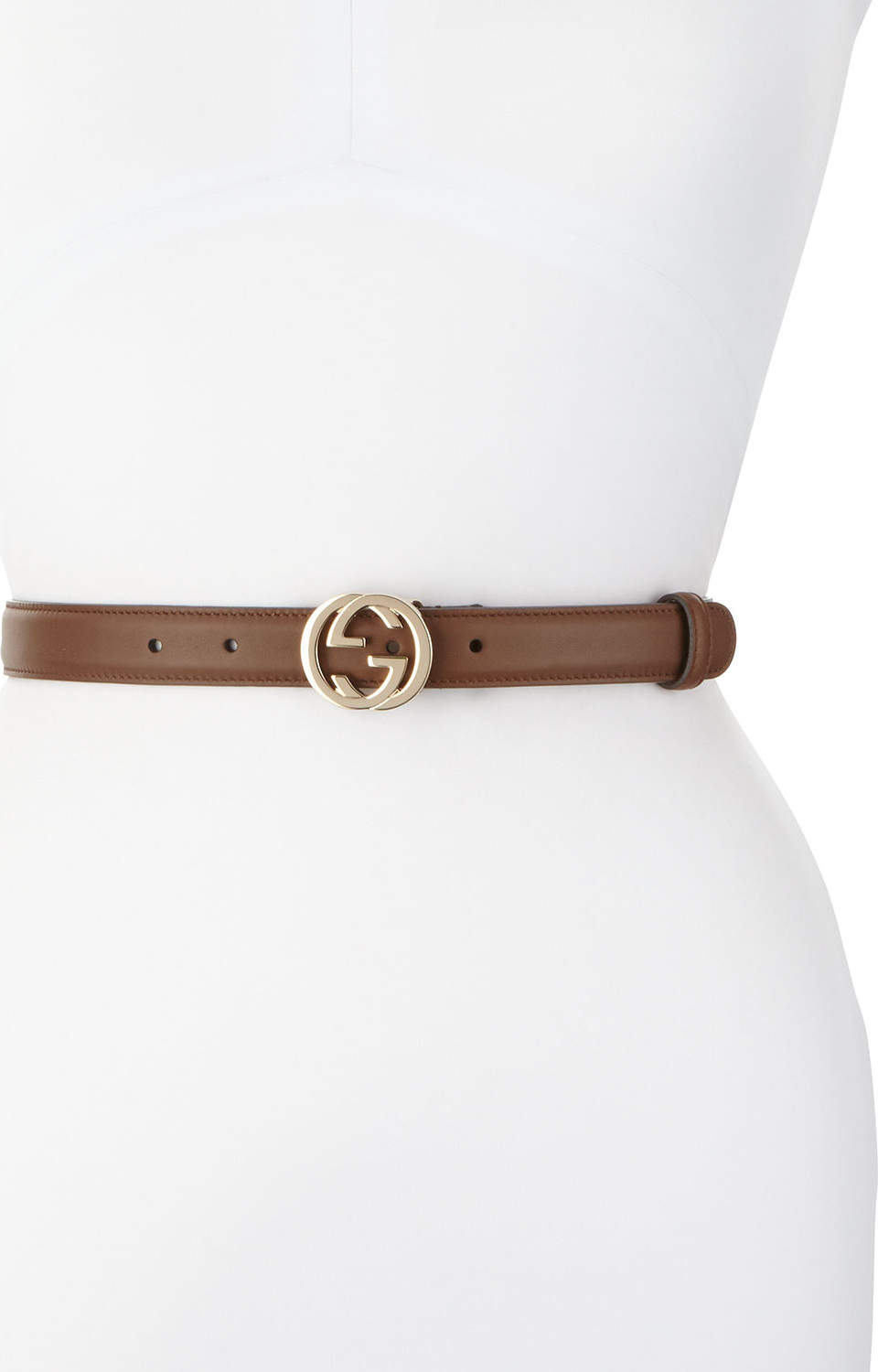 Gucci Skinny Leather Logo-Clasp Belt