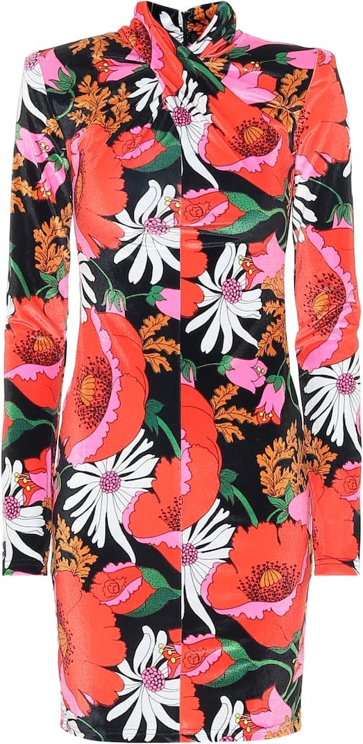 Richard Quinn Floral velour minidress