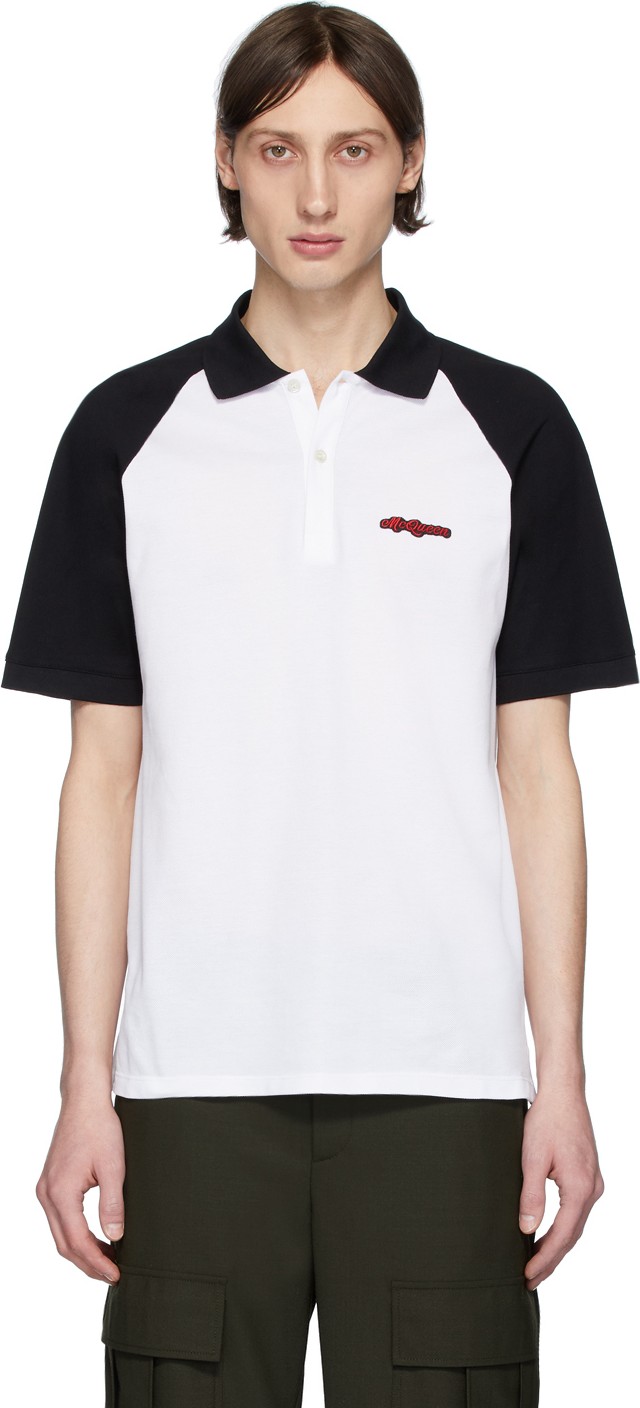 Alexander McQueen White & Black Logo Polo