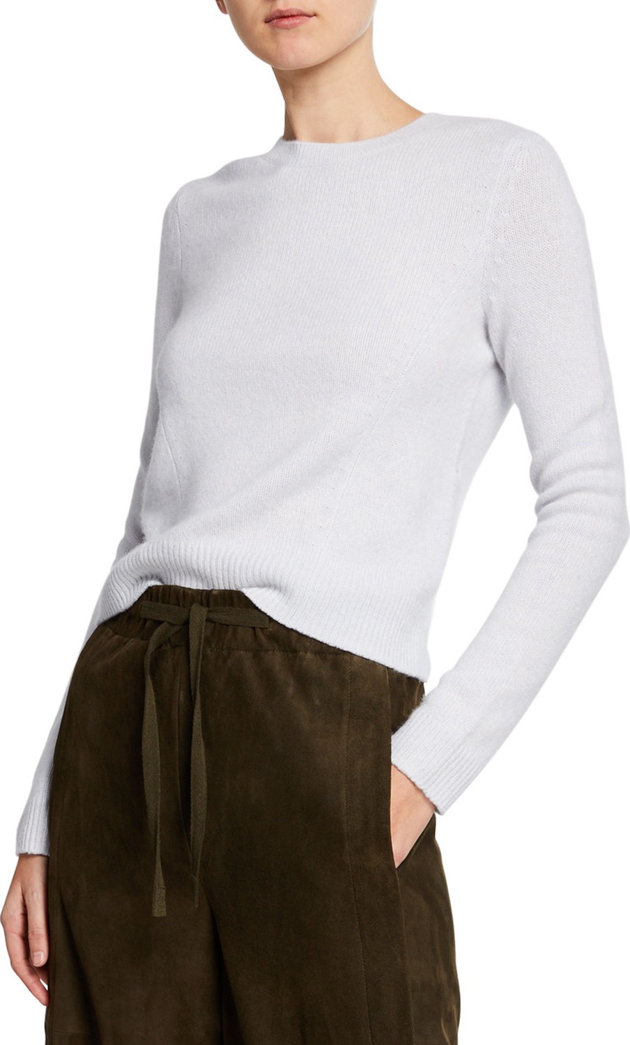 Vince Seamed Cashmere Crewneck Sweater