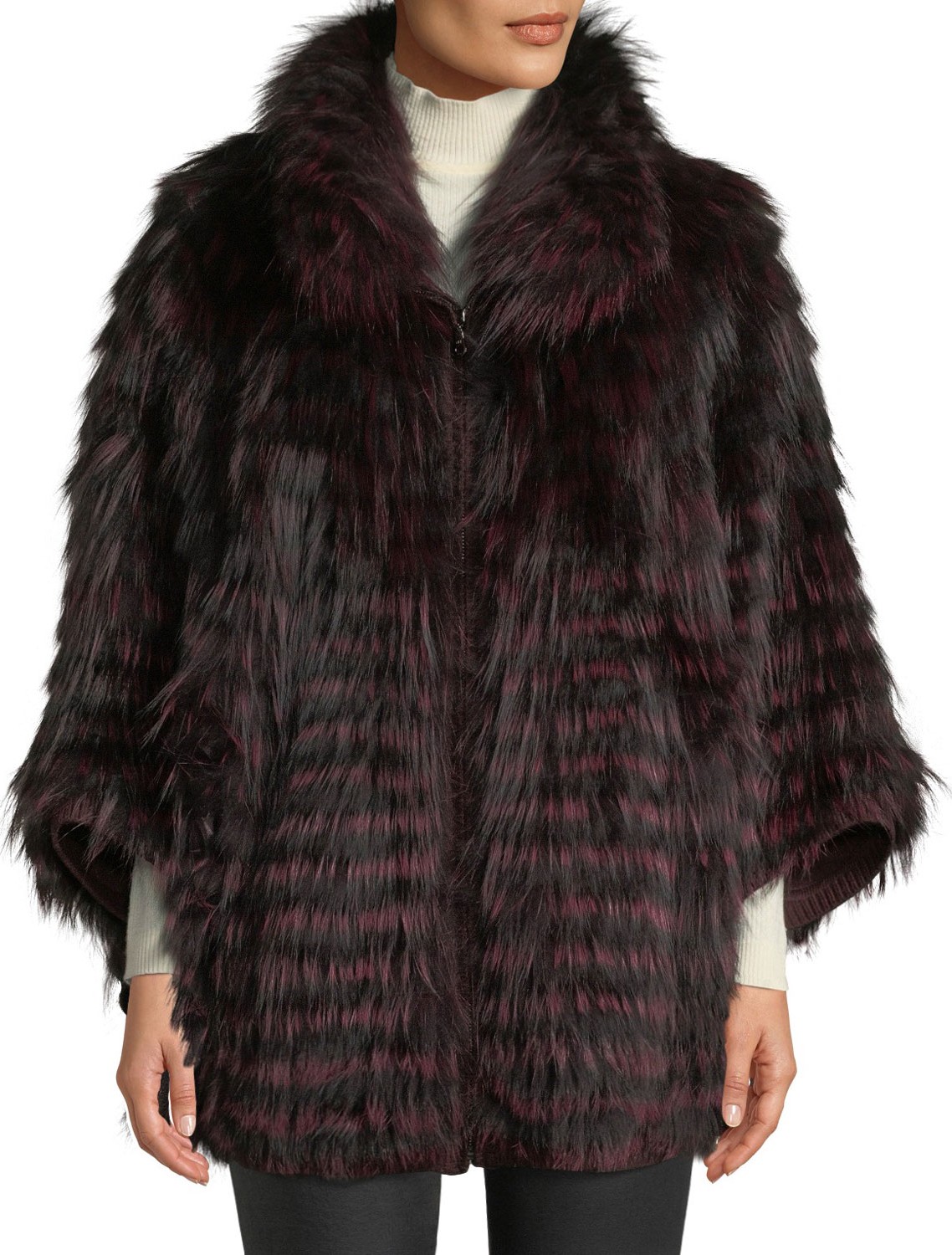 Belle Fare Fox Fur Oversized Cape Coat