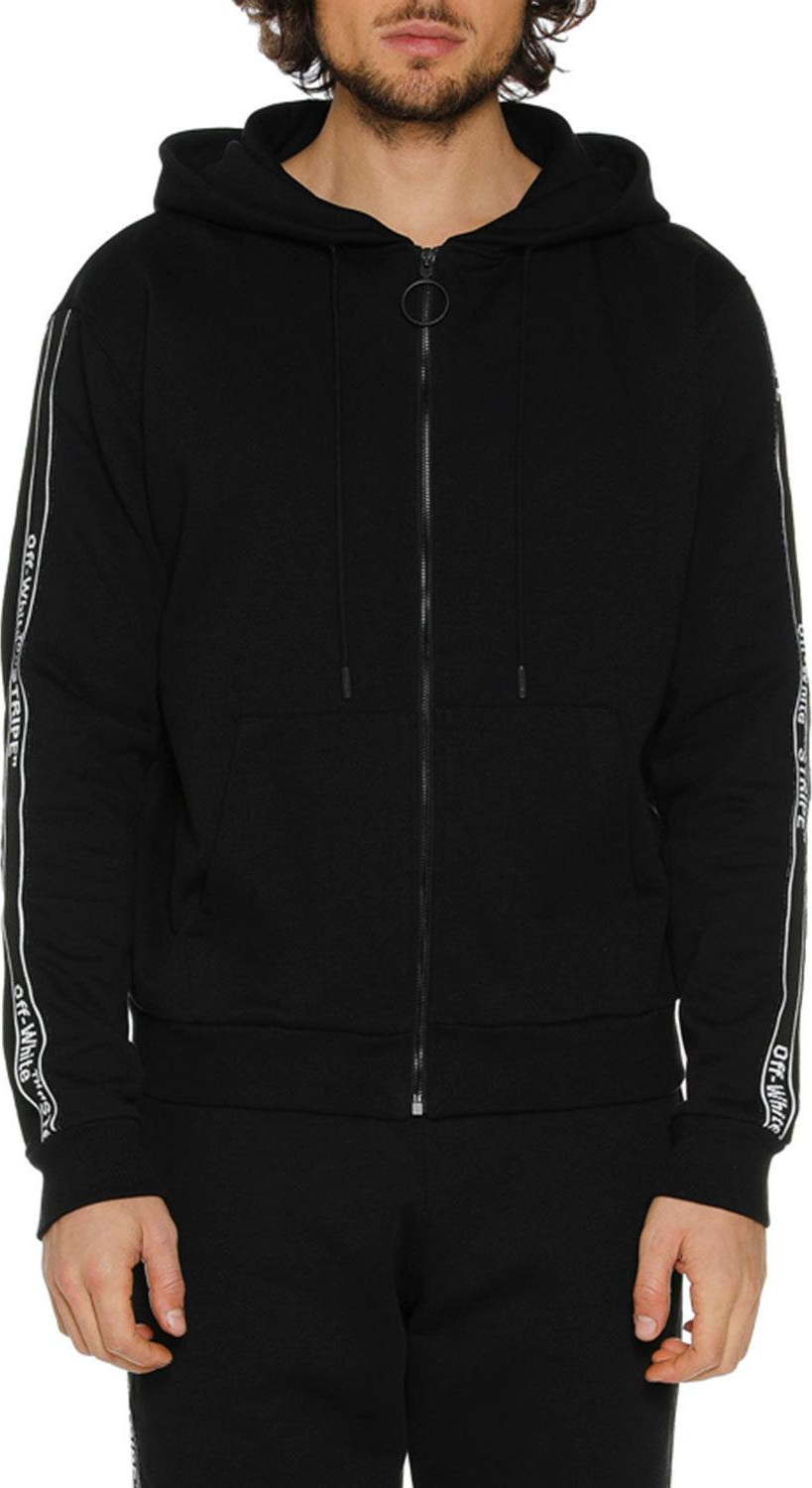 Off White Men's Striped Zip-Front Hoodie