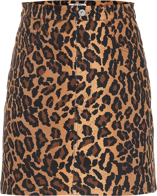 Miu Miu Leopard-printed denim miniskirt
