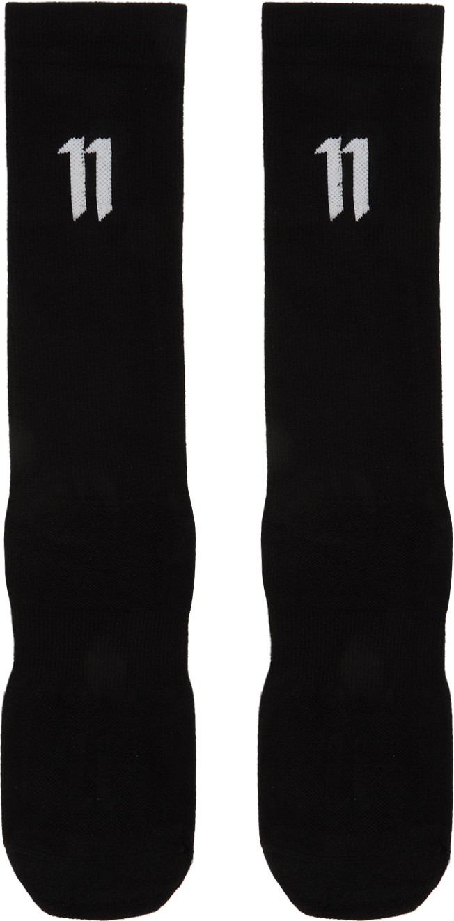 11 By Boris Bidjan Saberi Black Bamboo Logo Socks