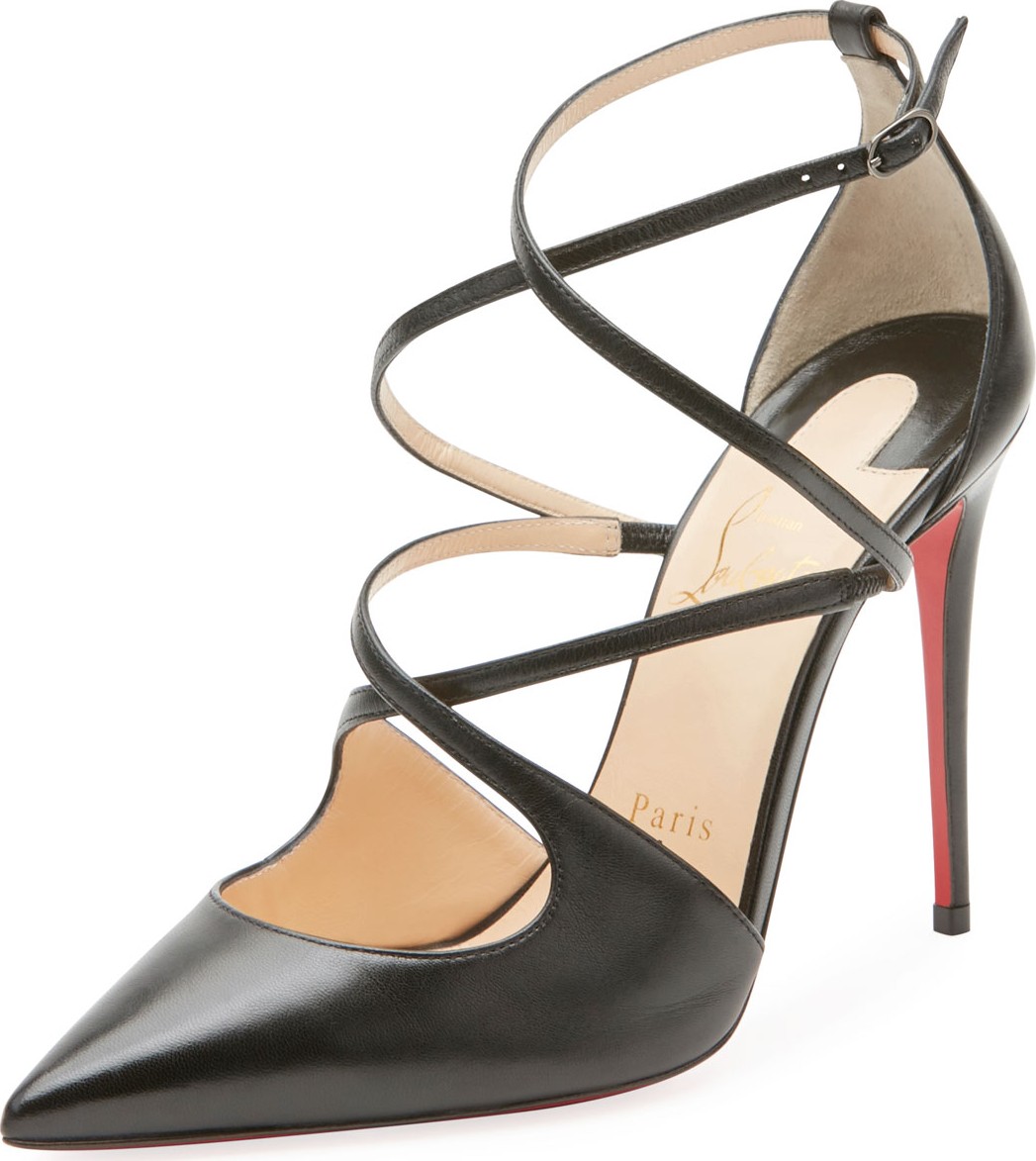 Christian Louboutin Cross Fliketa Strappy Red Sole Pumps