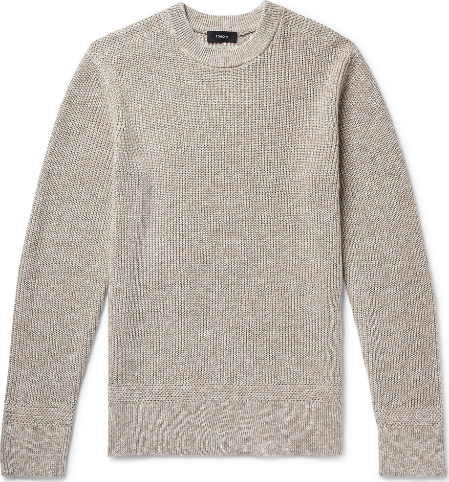 Theory Ardess Mélange Linen and Cotton-Blend Sweater