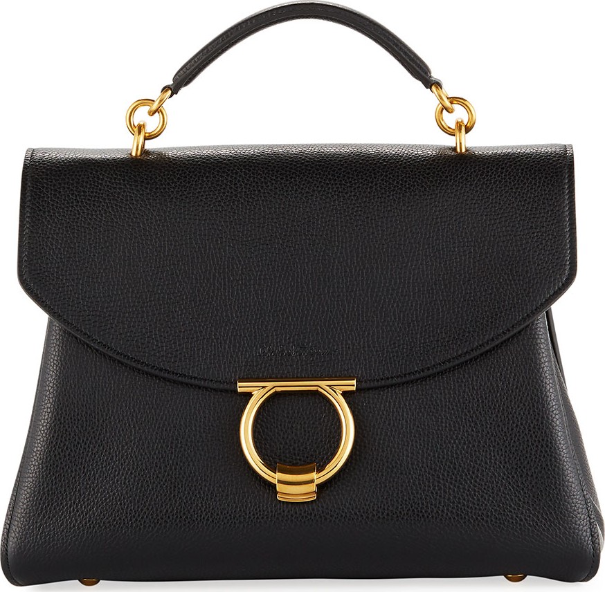 Salvatore Ferragamo Margot Medium Top Handle Bag, Nero