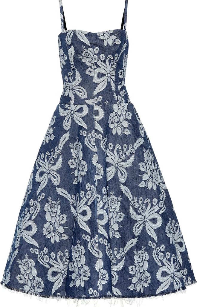 Junya Watanabe Floral-embroidered denim dress