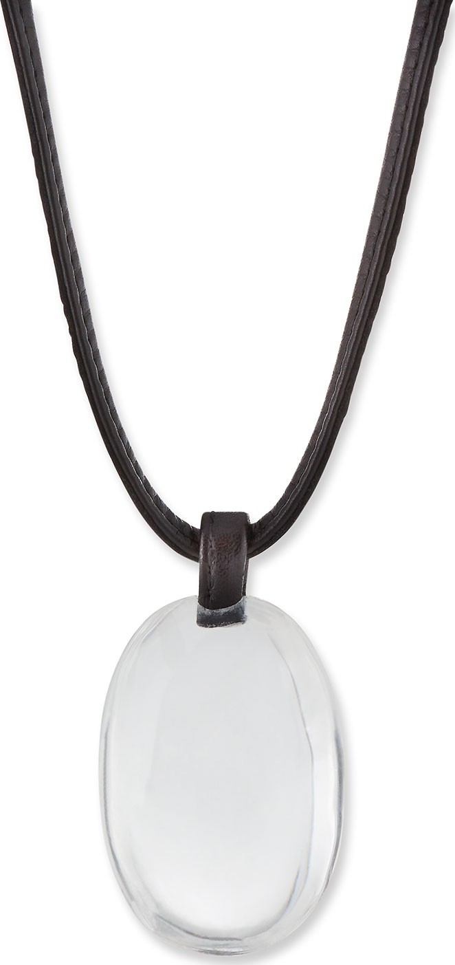 eskandar Crystal Pendant Necklace on Leather Cord