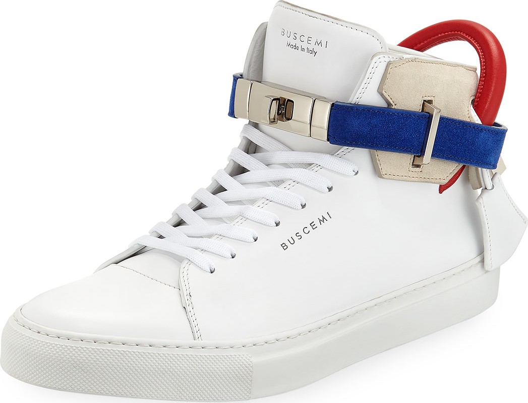 Buscemi Men's 100mm Leather Mid-Top Sneakers