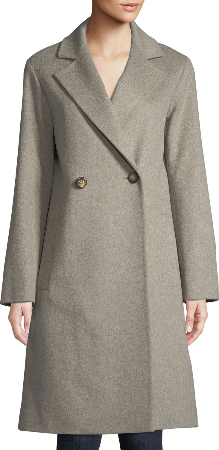 Fleurette Long Double-Breasted Wool Coat