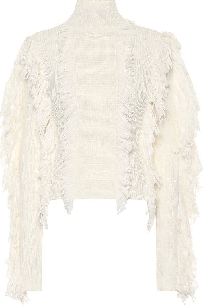 David Koma Fringed wool-blend sweater
