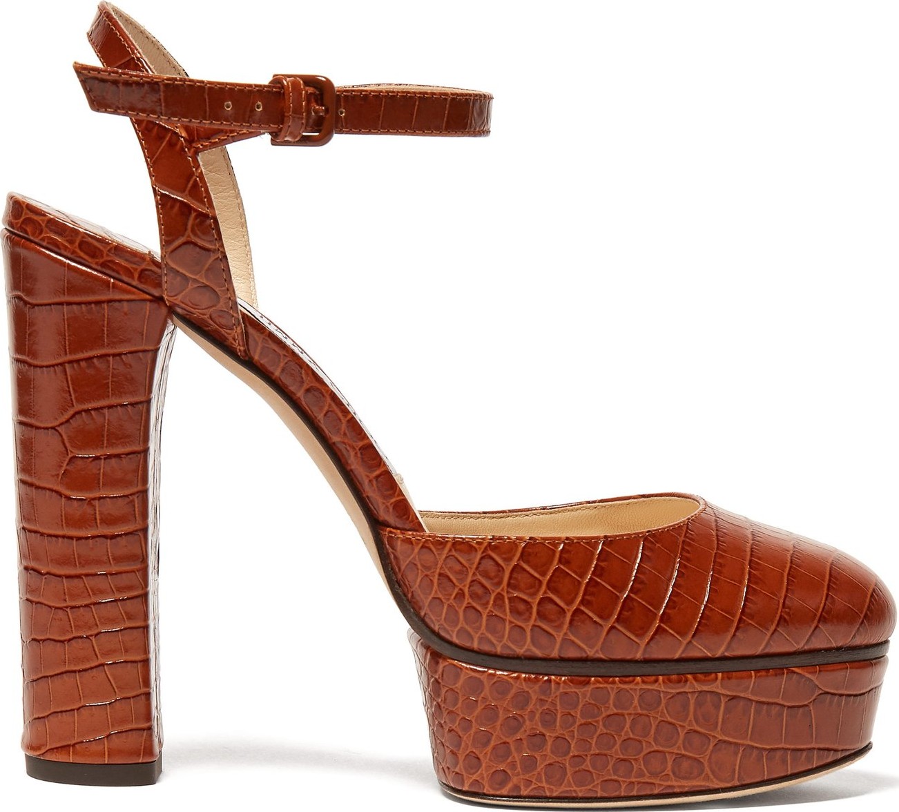 Jimmy Choo Maple 125 croc-embossed leather platform pumps