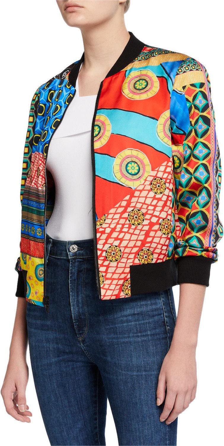 Alice + Olivia Lonnie Reversible Multi-Print Bomber Jacket