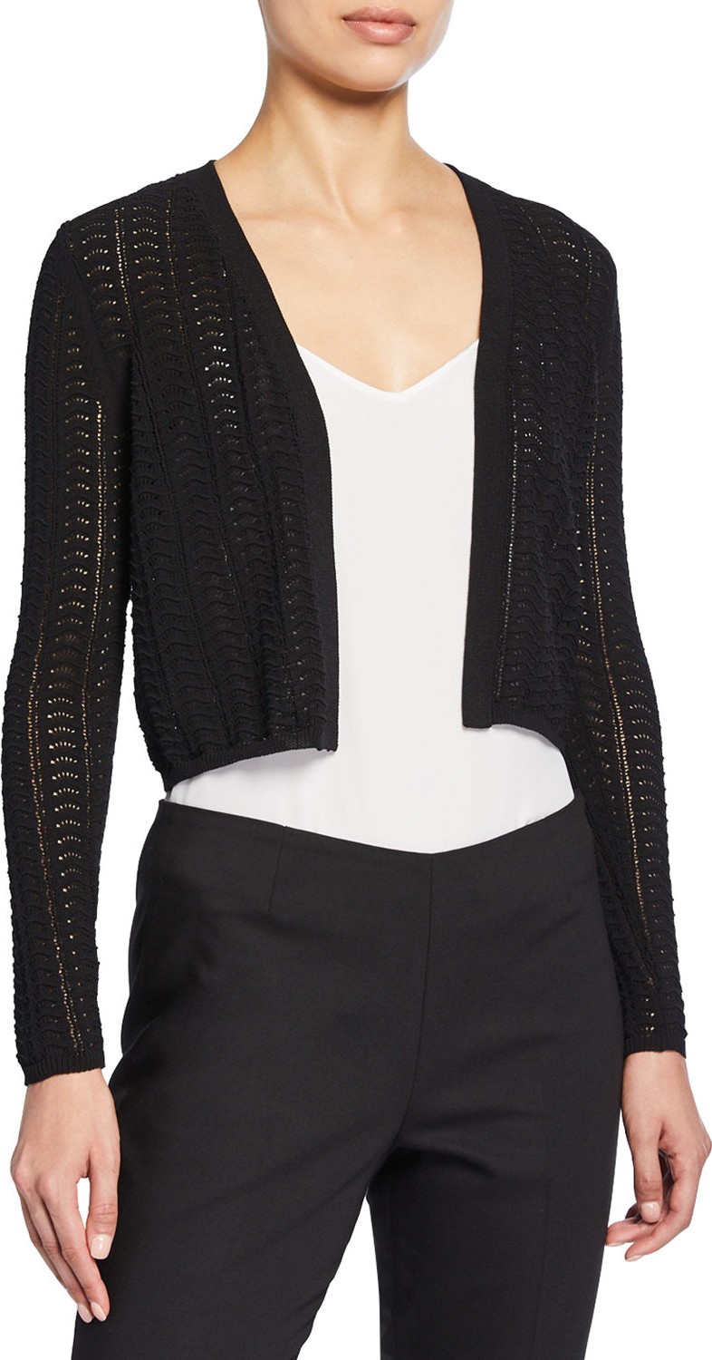 Theory Open-Front Cropped Crochet Cardigan