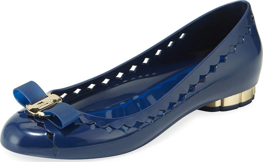 Salvatore Ferragamo Vara Jelly Cutout Bow Ballet Flats