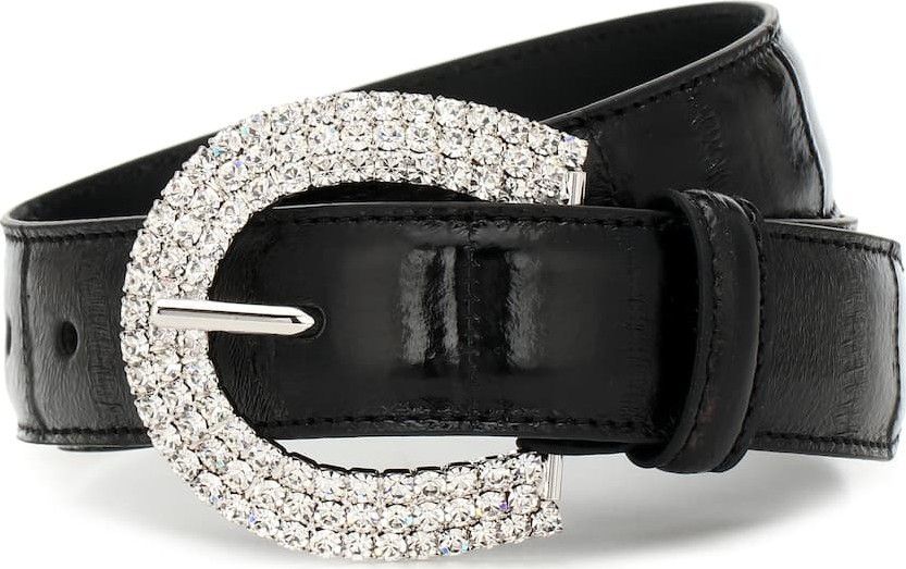 Alessandra Rich Crystal-embellished leather belt