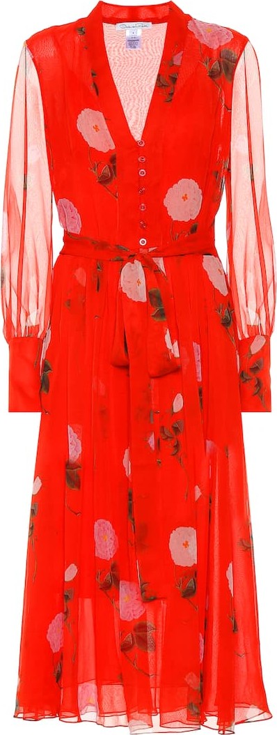 Oscar De La Renta Floral silk-georgette dress
