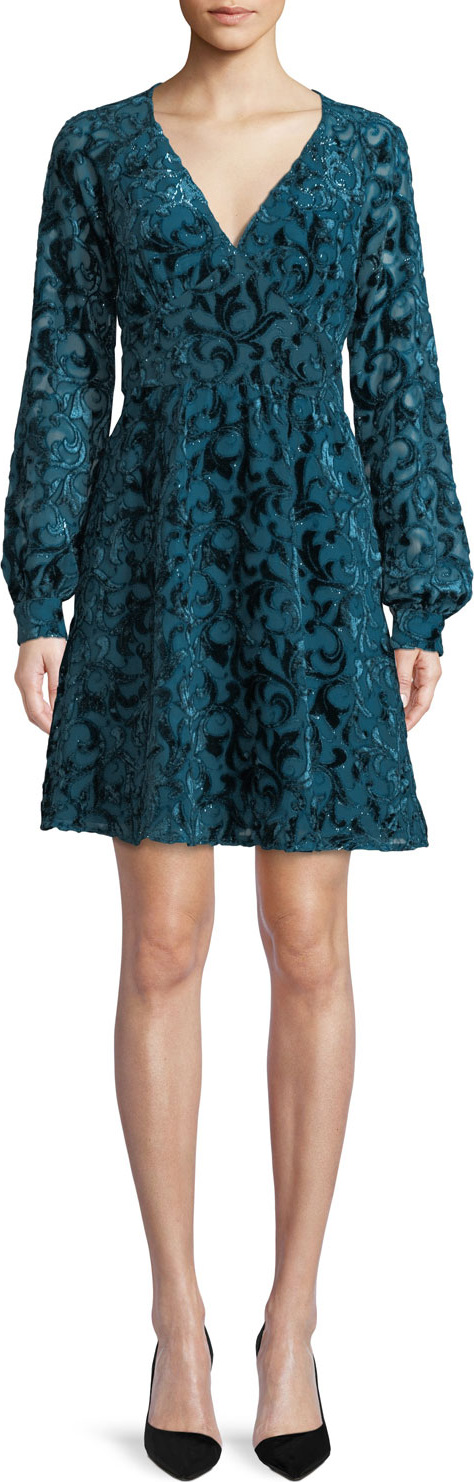 MICHAEL MICHAEL KORS Raglan-Sleeve Mini Dress w/ Velvet MICHAEL MICHAEL KORS Raglan-Sleeve Mini Dress w/ Velvet