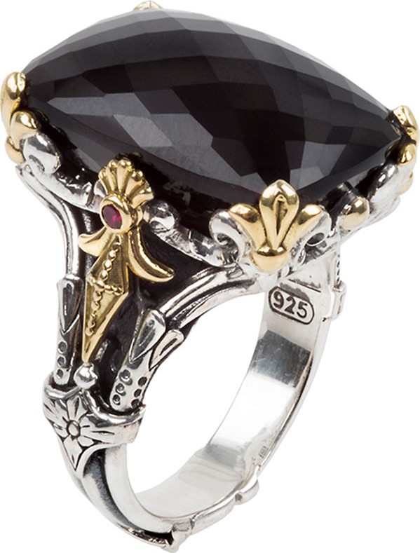 Konstantino Pythia Crystal & Corundum Rectangle Ring